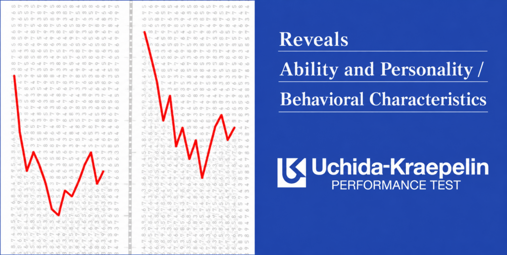 Uchida-Kraepelin Performance Test — Reveals Ability and Personality / Behavioral Characteristics, illustrated with two working curves.
